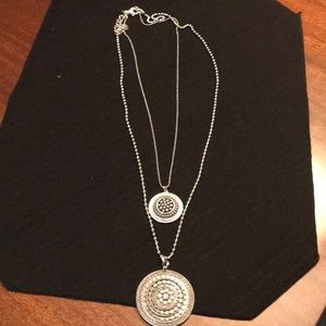 Double hanging silver necklace
